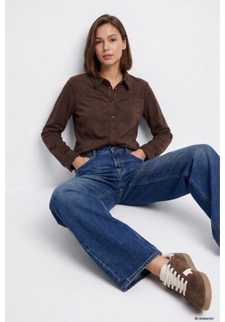 Camisa Tiffosi Berta marron antelina Camisa Tiffosi Berta marron antelina