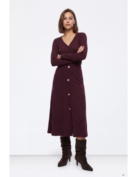 Falda Tiffosi Lucia granate midi