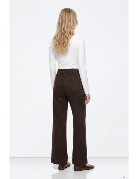 Vaqueros Tiffosi Olivia marron high waist recto