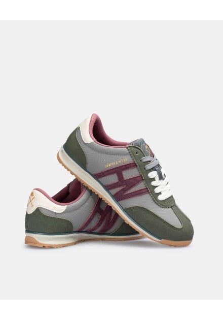 Sneakers Harper and Neyer Brighton crocket verde y granate Sneakers Harper and Neyer Brighton crocket verde y granate