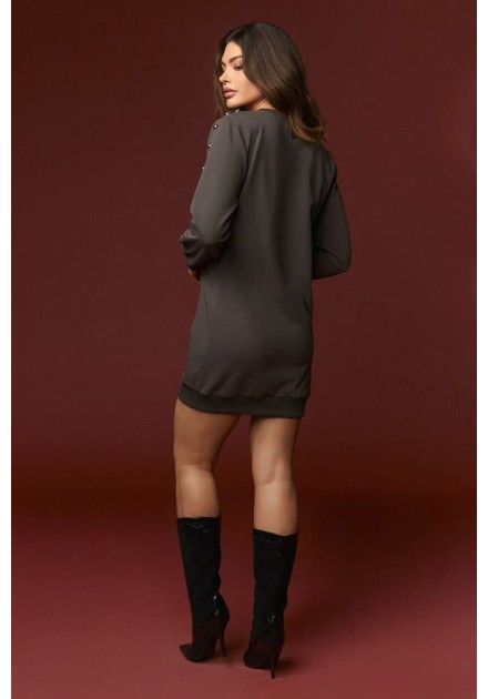 Vestido Minueto Camilla gris, vista trasera Vestido Minueto Camilla gris, vista trasera