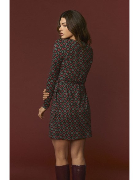 Vestido Minueto Pearcy con cinturón, vista trasera