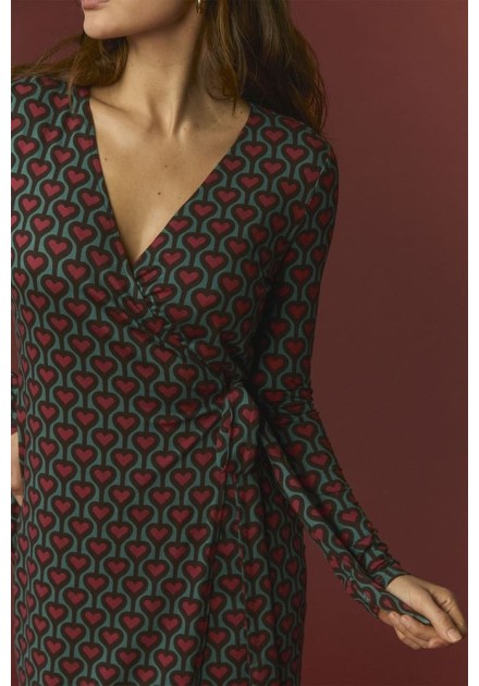 Vestido Minueto Pearcy estampado de corazones, vista frontal Vestido Minueto Pearcy estampado de corazones, vista frontal