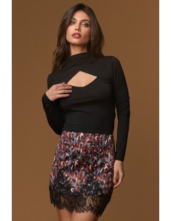 Top Minueto Lulu negro con abertura, vista frontal