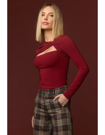 Top Minueto Red Floyd granate con cut-out, vista frontal
