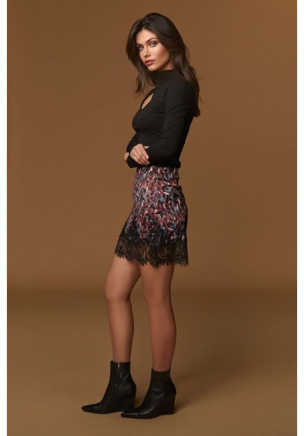 Falda Minueto Lulu mini estampada, vista lateral Falda Minueto Lulu mini estampada, vista lateral