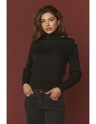 Jersey Minueto Liverpool negro de cuello alto con botones, vista frontal