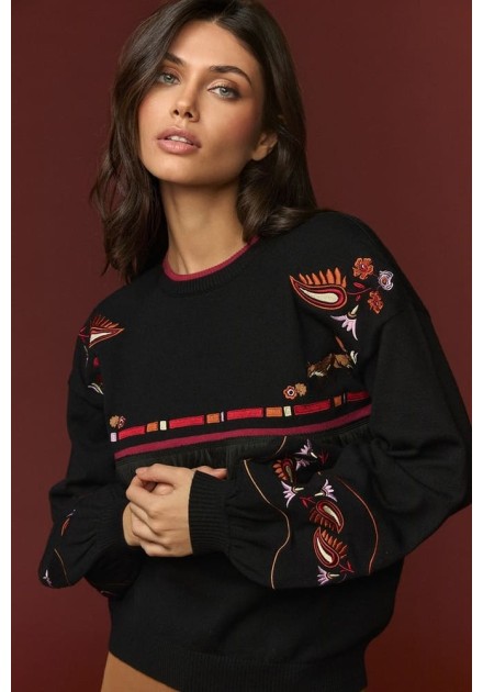 Jersey Minueto Boho negro, vista trasera Jersey Minueto Boho negro, vista trasera