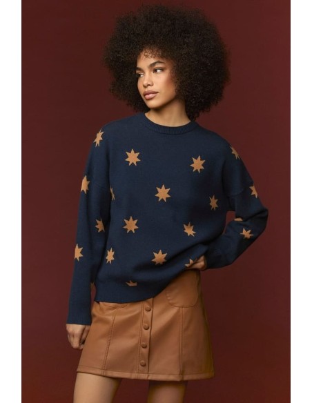 Jersey Minueto Shine azul marino con estrellas, vista frontal