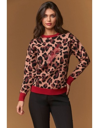 Jersey Minueto Picadilly estampado leopardo, vista frontal