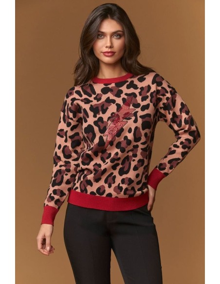 Jersey Minueto Picadilly estampado leopardo, vista frontal
