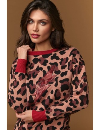 Jersey Minueto Picadilly estampado leopardo, vista frontal 2