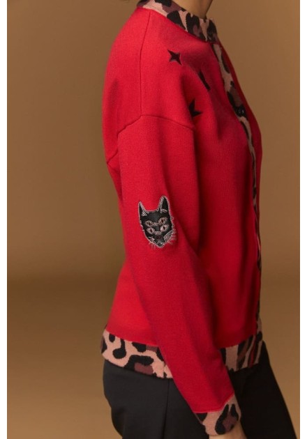 Cardigan Minueto Queen rojo, vista adicional Cardigan Minueto Queen rojo, vista adicional