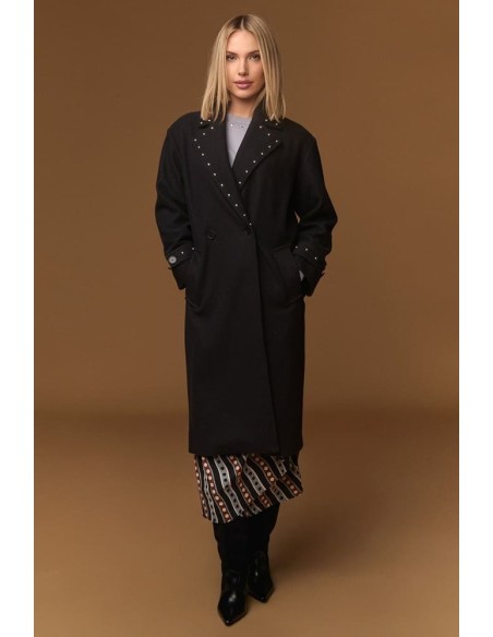 Abrigo Minueto Queen negro, detalle