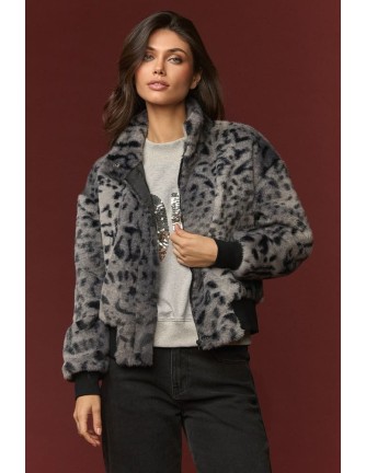Chaqueta Minueto Diana gris de pelo leopardo, vista frontal