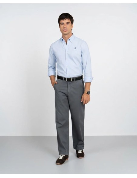 Camisa Harper Oxfort Light blue logo gris